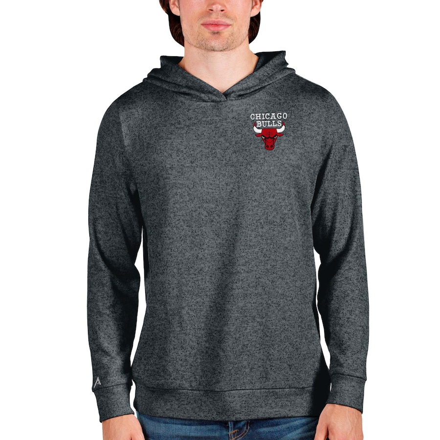 Men's Chicago Bulls Antigua Heathered Charcoal Absolute Pullover Hoodie Men's Chicago Bulls Antigua Heathered Charcoal Absolute Pullover Hoodie