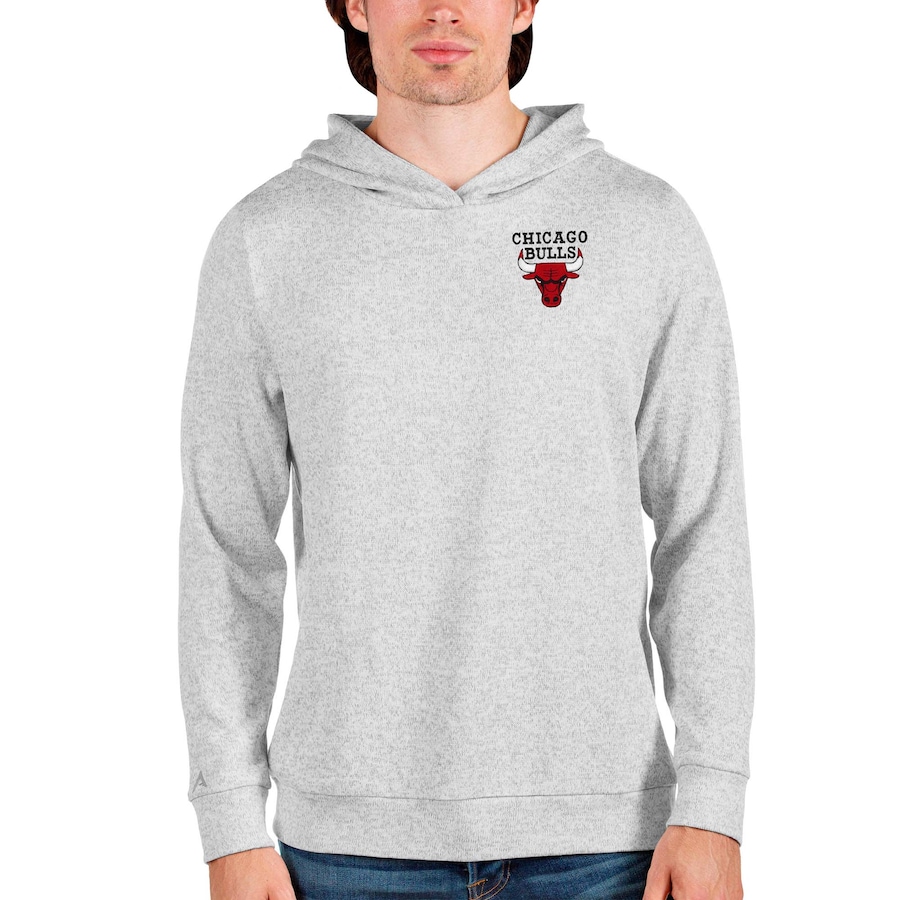 Men's Chicago Bulls Antigua Heathered Gray Absolute Pullover Hoodie Men's Chicago Bulls Antigua Heathered Gray Absolute Pullover Hoodie