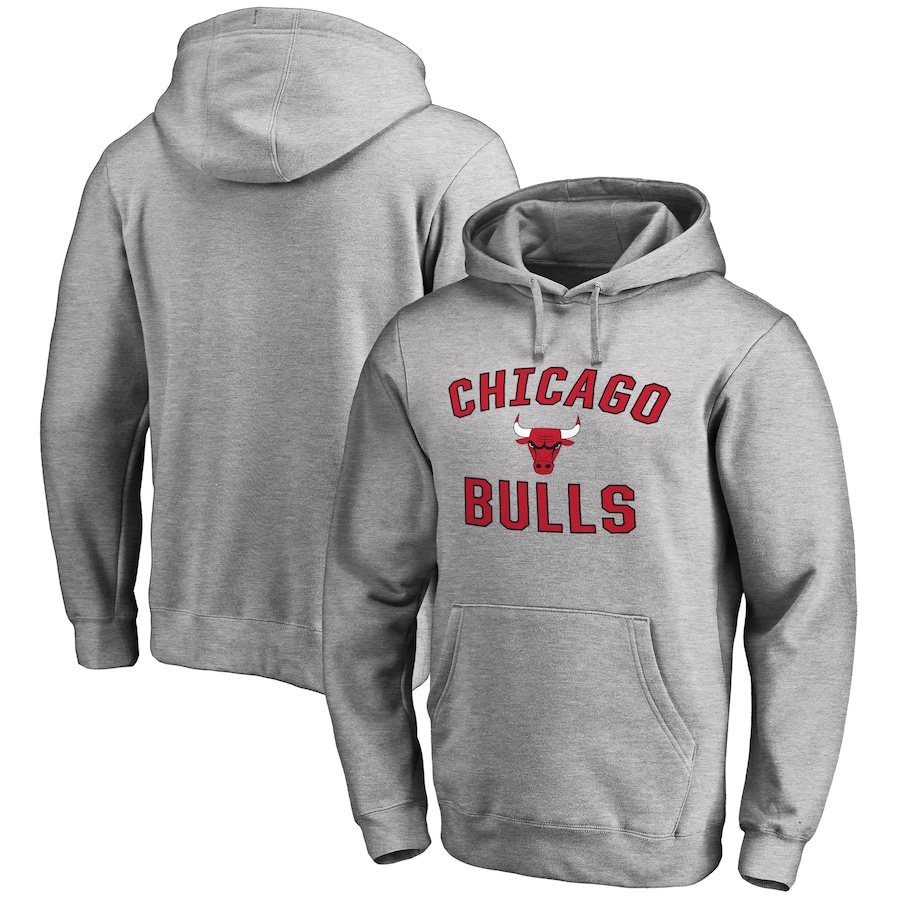 Men's Chicago Bulls Ash Victory Arch Pullover Hoodie Men's Chicago Bulls Ash Victory Arch Pullover Hoodie