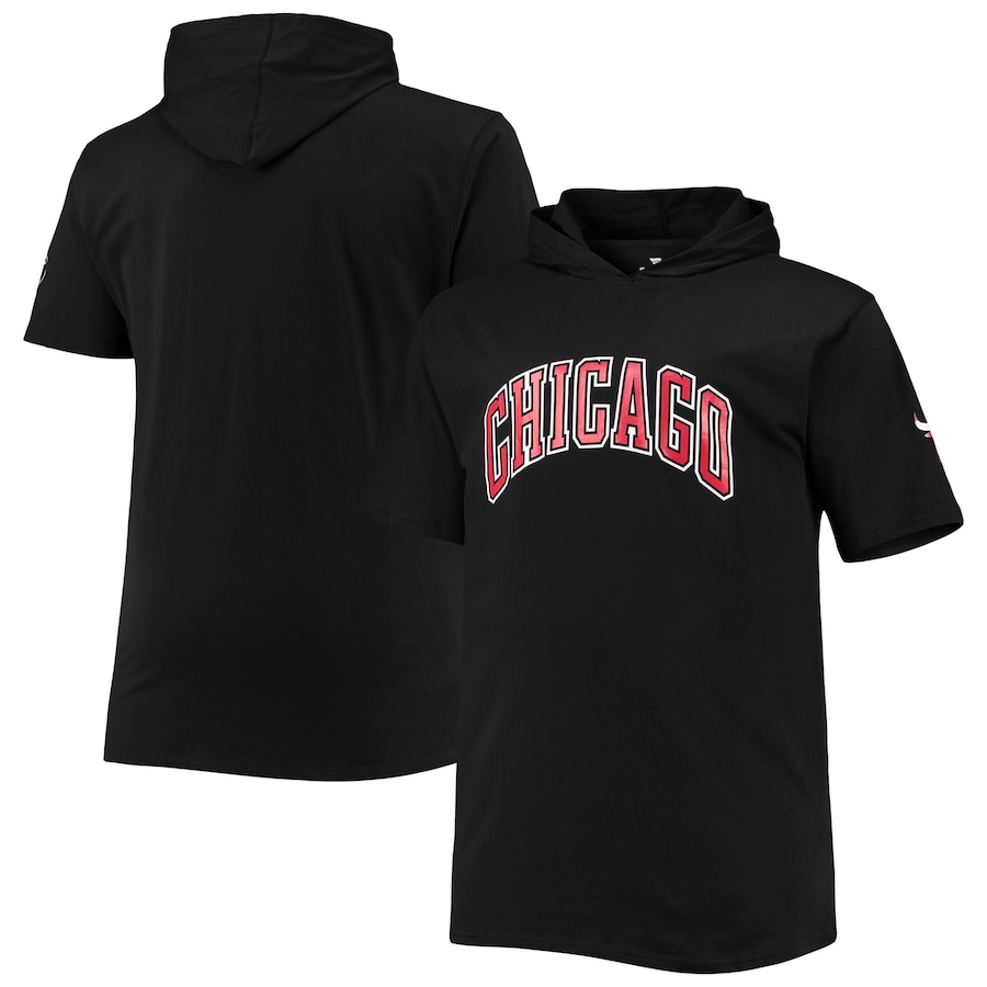 Men's Chicago Bulls Black Big & Tall 2-Hit Short Sleeve Pullover Hoodie Men's Chicago Bulls Black Big & Tall 2-Hit Short Sleeve Pullover Hoodie