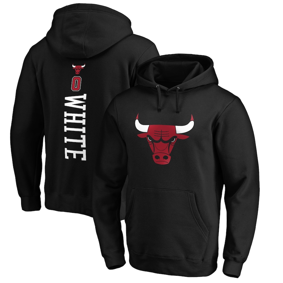 Men's Chicago Bulls Coby White Black Playmaker Name & Number Pullover Hoodie