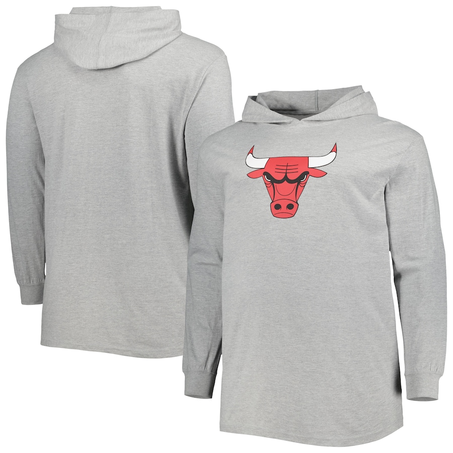 Men's Chicago Bulls Heather Gray Big & Tall Pullover Hoodie