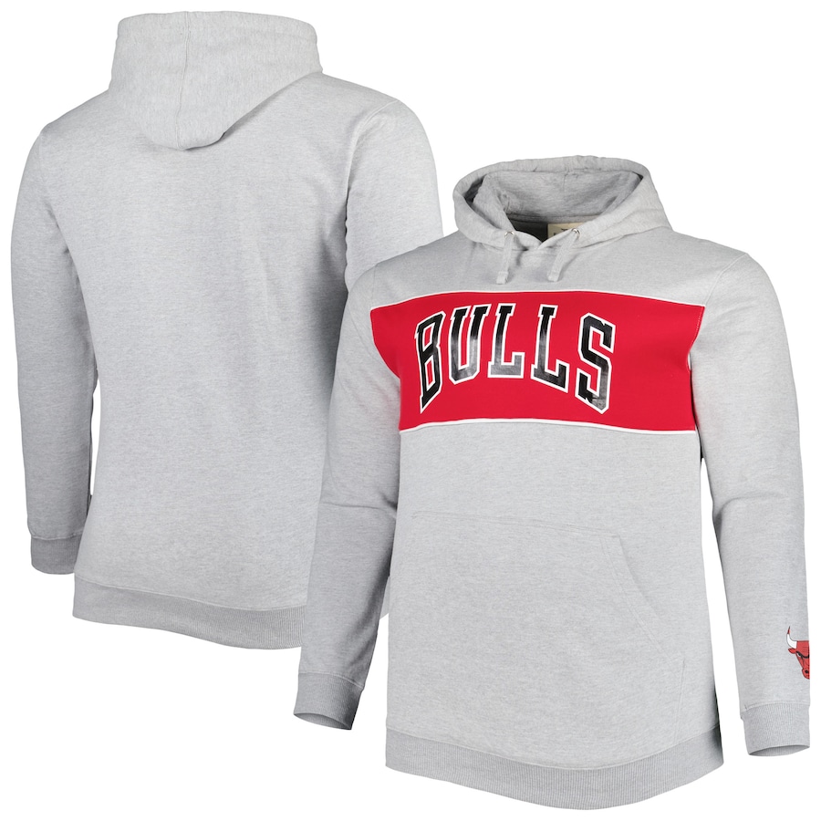 Men's Chicago Bulls Heather Gray Big & Tall Wordmark Pullover Hoodie Men's Chicago Bulls Heather Gray Big & Tall Wordmark Pullover Hoodie