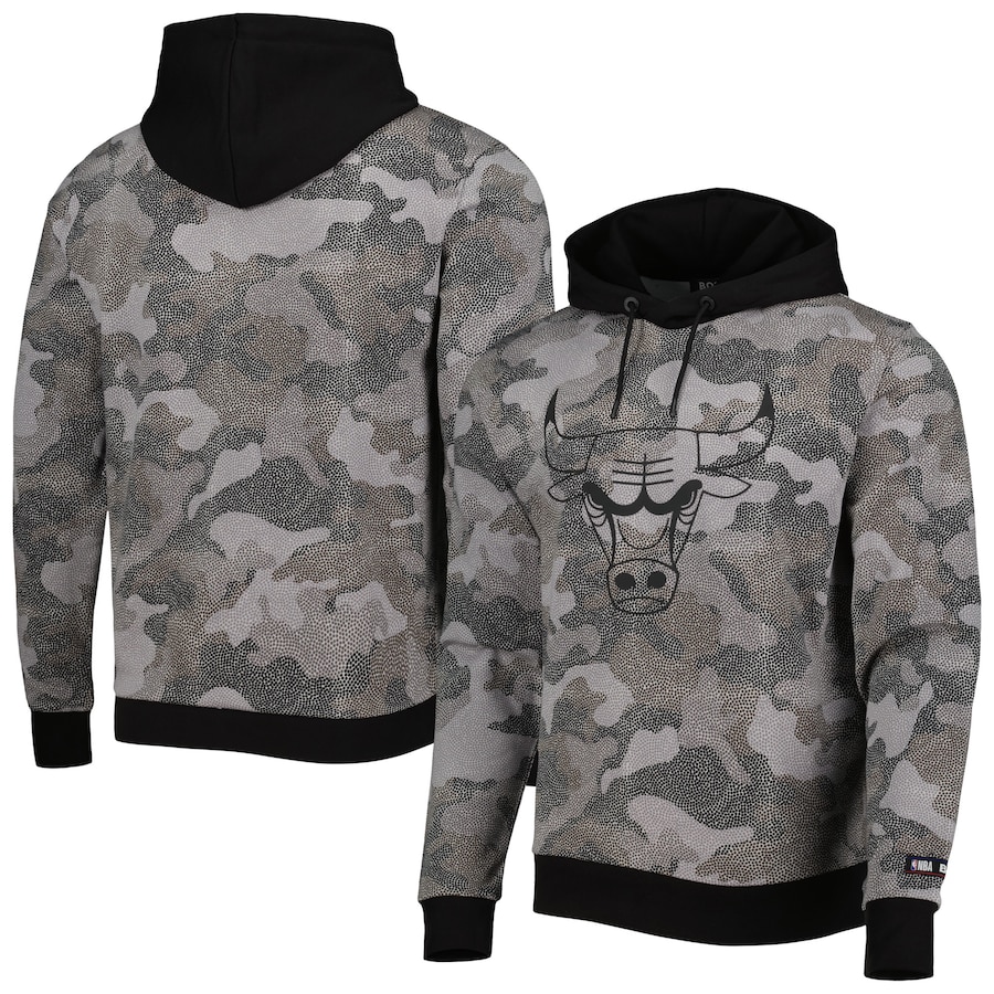Men's Chicago Bulls Hugo Boss Black Camo Pullover Hoodie Men's Chicago Bulls Hugo Boss Black Camo Pullover Hoodie