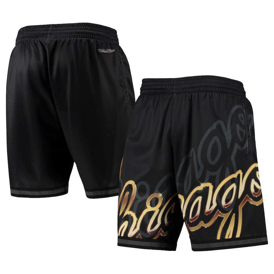Men's Chicago Bulls Mitchell & Ness Black Big Face 4.0 Fashion Shorts Men's Chicago Bulls Mitchell & Ness Black Big Face 4.0 Fashion Shorts