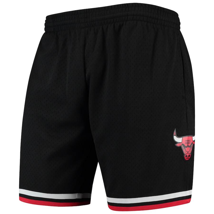 Men's Chicago Bulls Mitchell & Ness Black Hardwood Classics Team Swingman Shorts Men's Chicago Bulls Mitchell & Ness Black Hardwood Classics Team Swingman Shorts