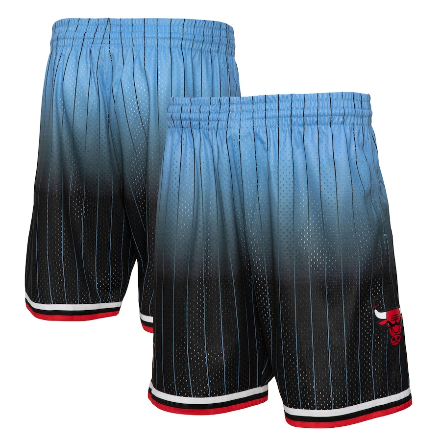 Men's Chicago Bulls Mitchell & Ness Black/Light Blue 1995/96 Hardwood Classics Fadeaway Reload 3.0 Swingman Shorts Men's Chicago Bulls Mitchell & Ness Black/Light Blue 1995/96 Hardwood Classics Fadeaway Reload 3.0 Swingman Shorts
