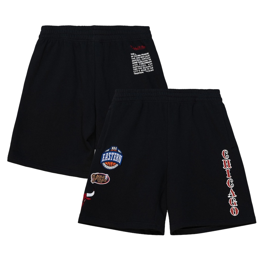 Men's Chicago Bulls Mitchell & Ness Black Team Origins Fleece Shorts Men's Chicago Bulls Mitchell & Ness Black Team Origins Fleece Shorts