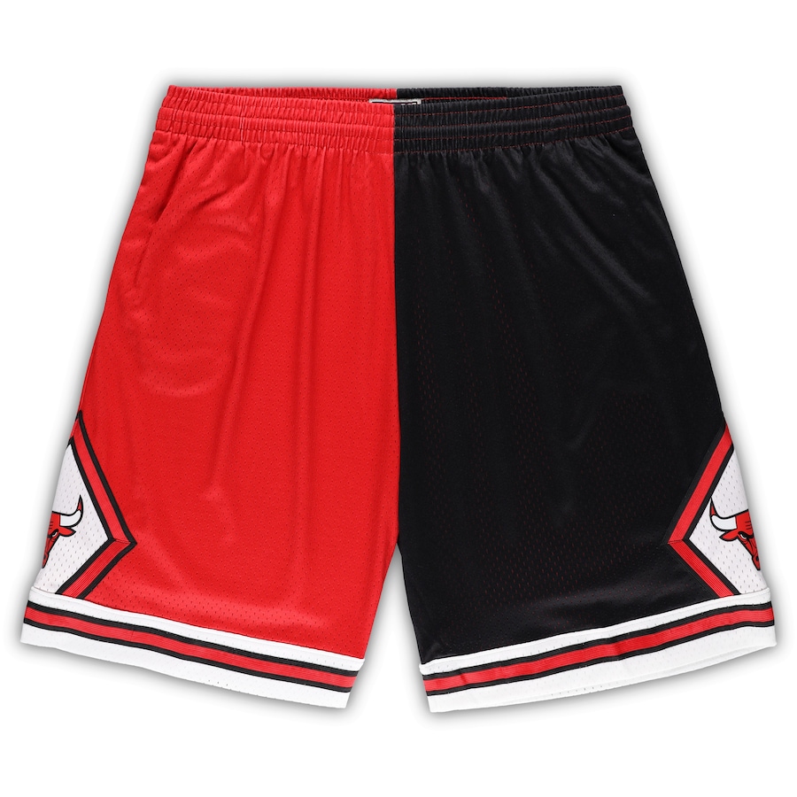 Men's Chicago Bulls Mitchell & Ness Red/Black Big & Tall Hardwood Classics Split Swingman Shorts Men's Chicago Bulls Mitchell & Ness Red/Black Big & Tall Hardwood Classics Split Swingman Shorts