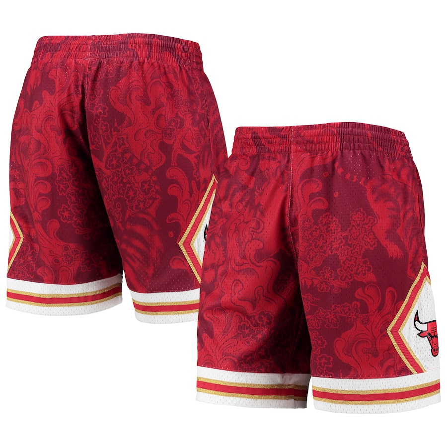 Men's Chicago Bulls Mitchell & Ness Red Hardwood Classics Lunar New Year Swingman Shorts Men's Chicago Bulls Mitchell & Ness Red Hardwood Classics Lunar New Year Swingman Shorts
