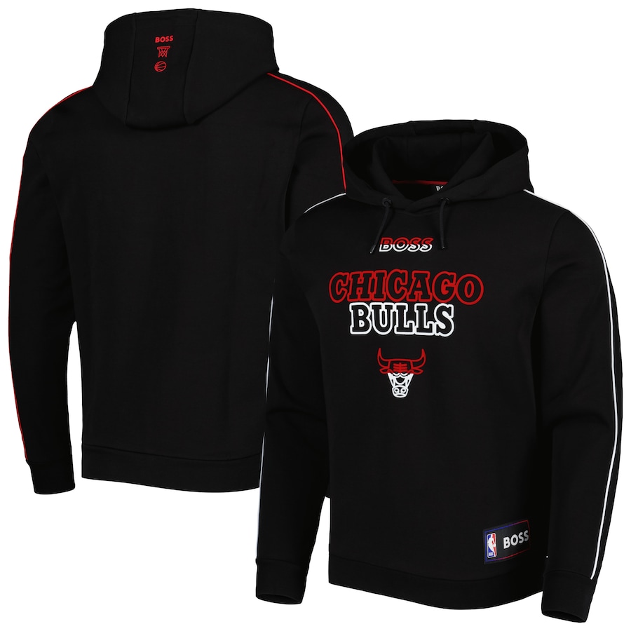 Men's Chicago Bulls NBA x Hugo Boss Black Team Bounce Tri-Blend Pullover Hoodie