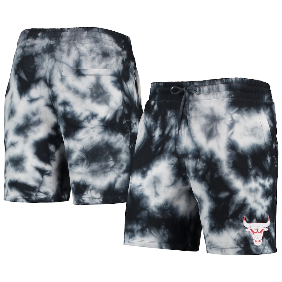 Men's Chicago Bulls New Era Black Fleece Tie-Dye Shorts