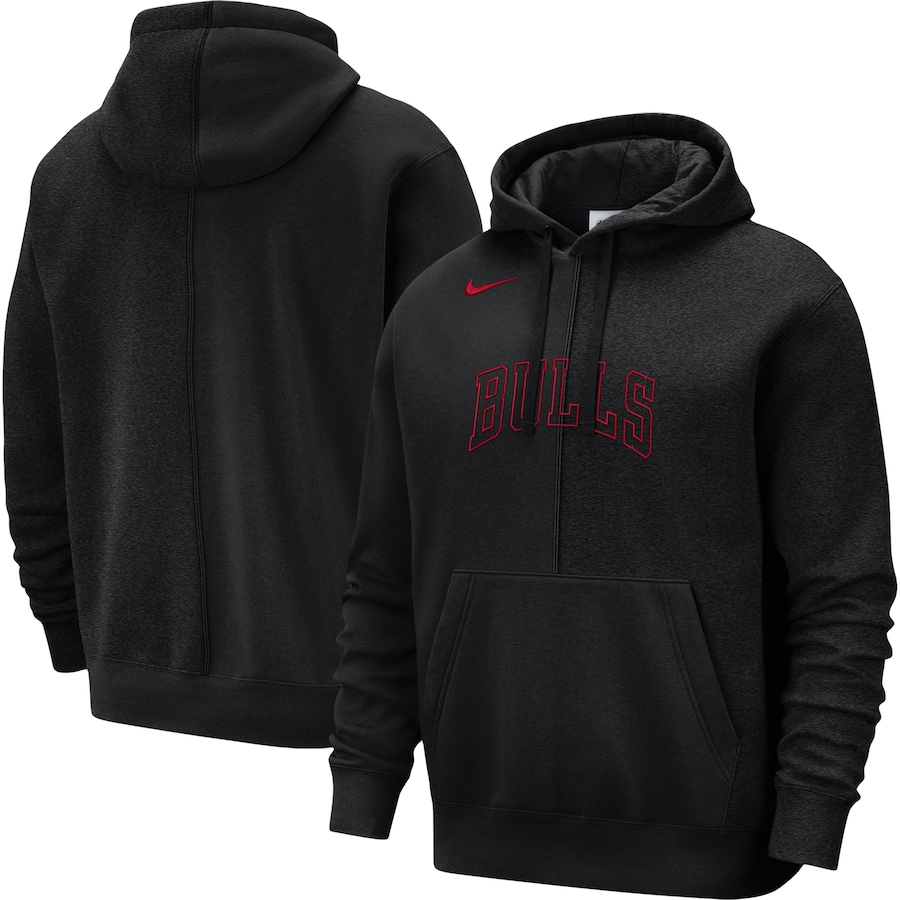 Men's Chicago Bulls NBA Black Courtside Versus Stitch Split Pullover Hoodie
