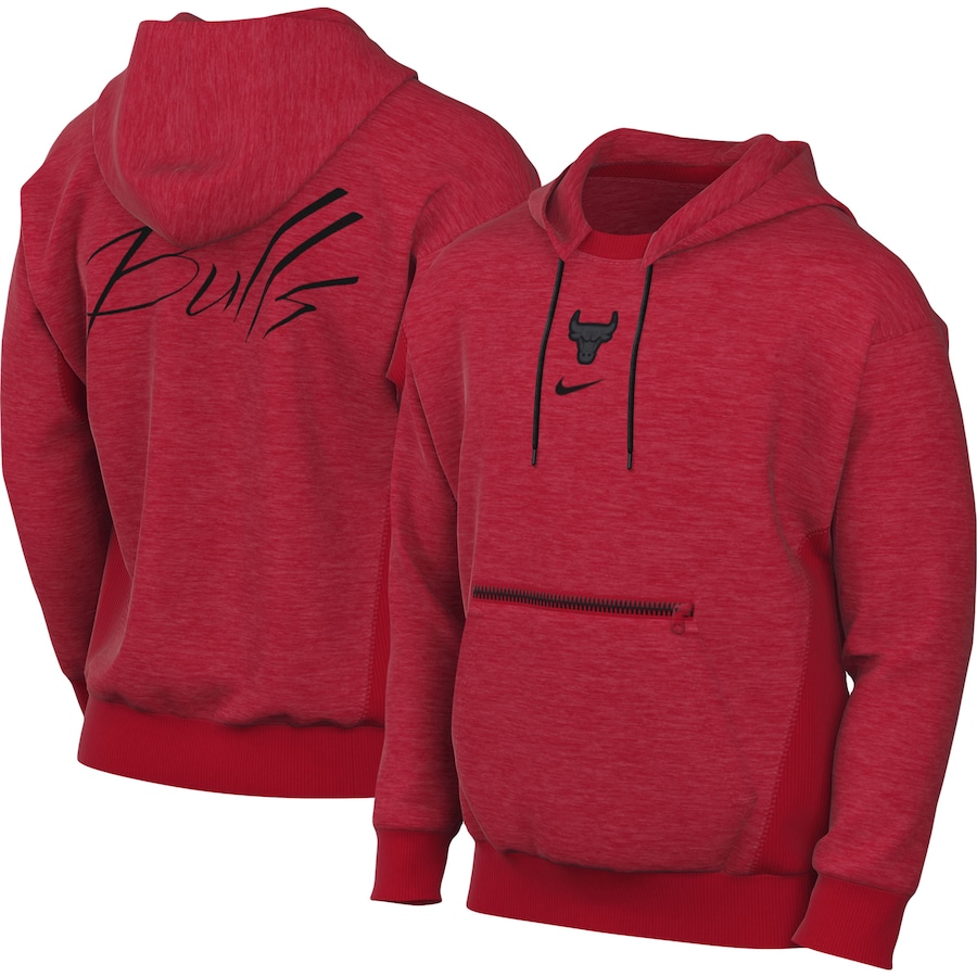 Men's Chicago Bulls NBA Heather Red Courtside Versus Flight Pullover Hoodie Men's Chicago Bulls NBA Heather Red Courtside Versus Flight Pullover Hoodie