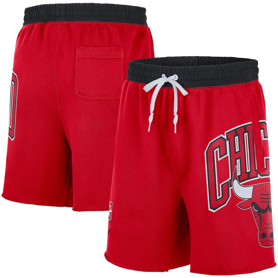 Men's Chicago Bulls NBA Red 75th Anniversary Courtside Fleece Shorts