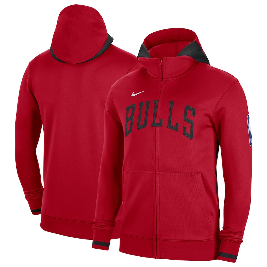 Men's Chicago Bulls NBA Red Authentic Showtime Performance Full-Zip Hoodie Men's Chicago Bulls NBA Red Authentic Showtime Performance Full-Zip Hoodie