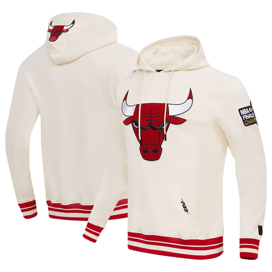 Men's Chicago Bulls Pro Standard Cream Retro Classic Fleece Pullover Hoodie Men's Chicago Bulls Pro Standard Cream Retro Classic Fleece Pullover Hoodie