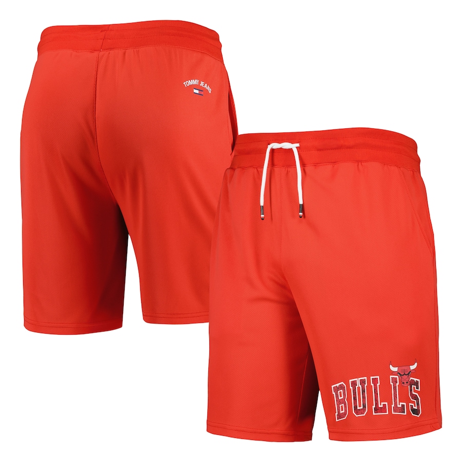 Men's Chicago Bulls Tommy Jeans Red Mike Mesh Basketball Shorts Men's Chicago Bulls Tommy Jeans Red Mike Mesh Basketball Shorts