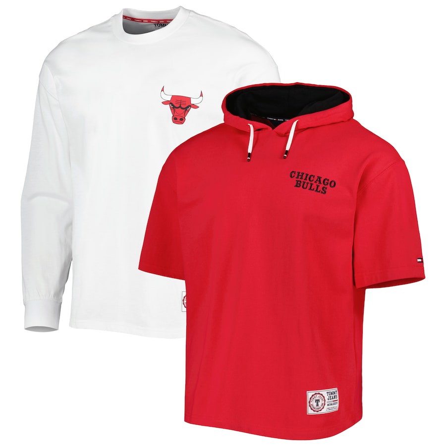 Men's Chicago Bulls Tommy Jeans Red/White Matthew 2-In-1 T-Shirt & Hoodie Combo Set Men's Chicago Bulls Tommy Jeans Red/White Matthew 2-In-1 T-Shirt & Hoodie Combo Set