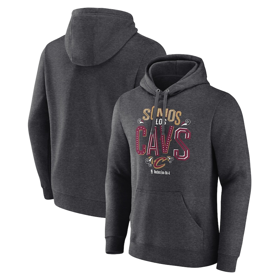 Men's Cleveland Cavaliers Charcoal Noches Ene-Be-A Pullover Hoodie Men's Cleveland Cavaliers Charcoal Noches Ene-Be-A Pullover Hoodie