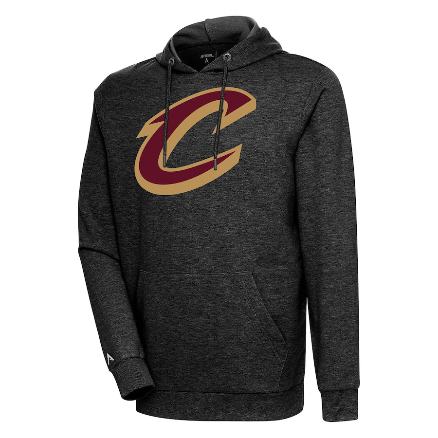 Men's Cleveland Cavaliers Antigua Heather Black Action Pullover Hoodie Men's Cleveland Cavaliers Antigua Heather Black Action Pullover Hoodie