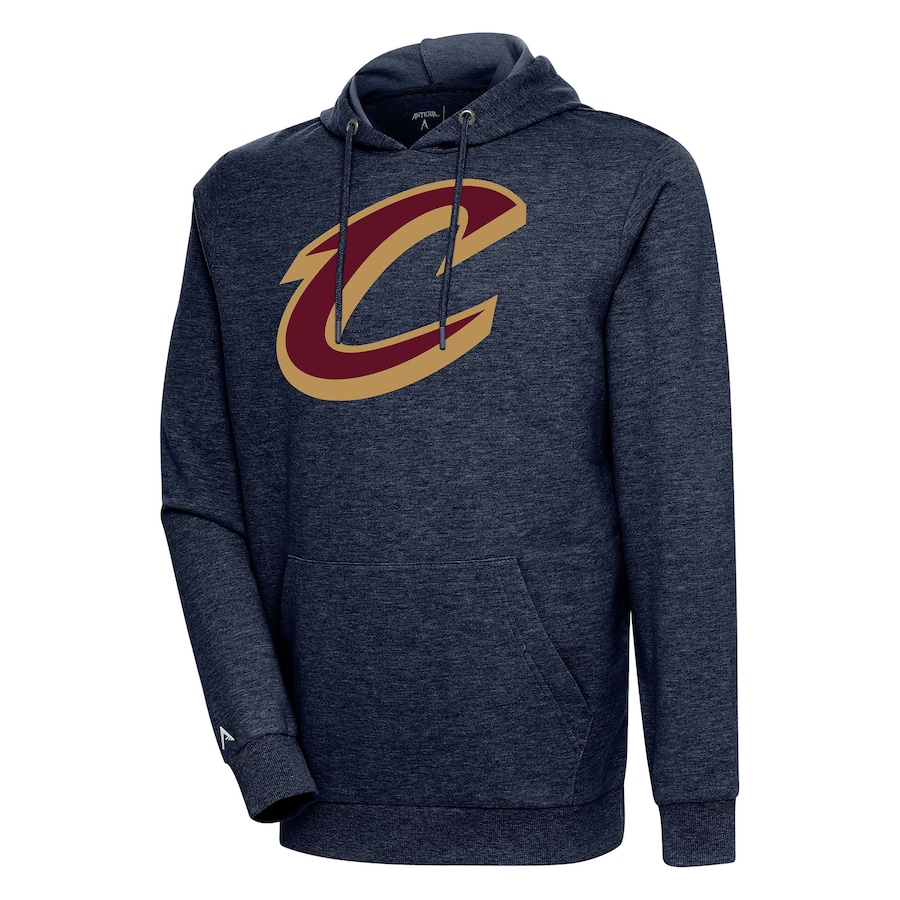 Men's Cleveland Cavaliers Antigua Heather Navy Action Pullover Hoodie Men's Cleveland Cavaliers Antigua Heather Navy Action Pullover Hoodie