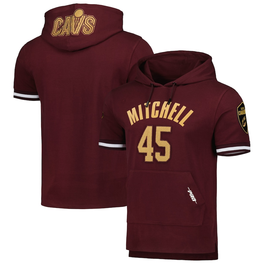 Men's Cleveland Cavaliers Donovan Mitchell Pro Standard Wine Name & Number Short Sleeve Pullover Hoodie