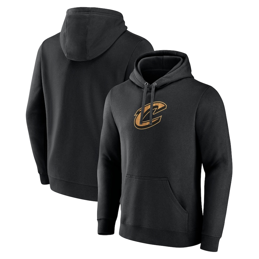 Men's Cleveland Cavaliers Black Hardwood Logo Pullover Hoodie Men's Cleveland Cavaliers Black Hardwood Logo Pullover Hoodie