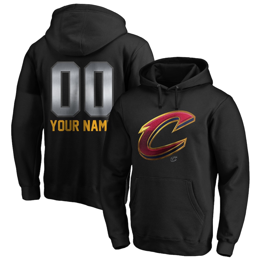 Men's Customize Cleveland Cavaliers Black Midnight Mascot Personalized Name & Number Pullover Hoodie Men's Customize Cleveland Cavaliers Black Midnight Mascot Personalized Name & Number Pullover Hoodie