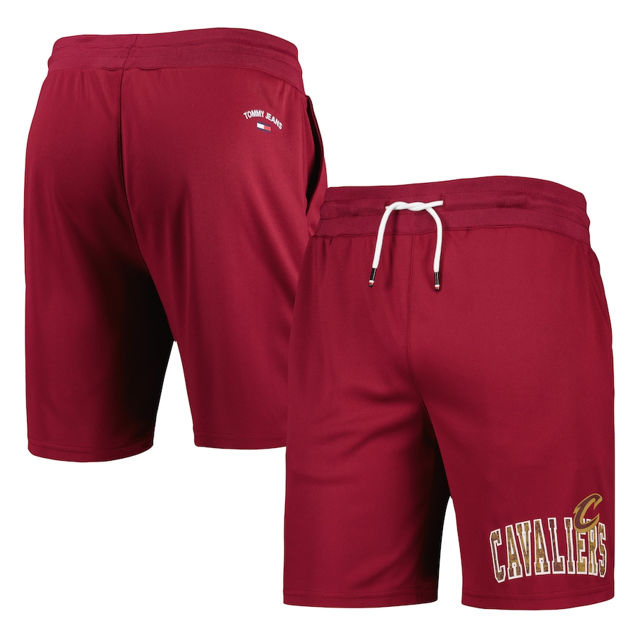 Men's Cleveland Cavaliers Tommy Jeans Wine Mike Mesh Basketball Shorts Men's Cleveland Cavaliers Tommy Jeans Wine Mike Mesh Basketball Shorts