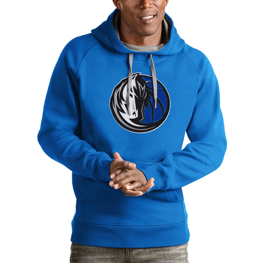 Men's Dallas Mavericks Antigua Blue Logo Victory Pullover Hoodie Men's Dallas Mavericks Antigua Blue Logo Victory Pullover Hoodie