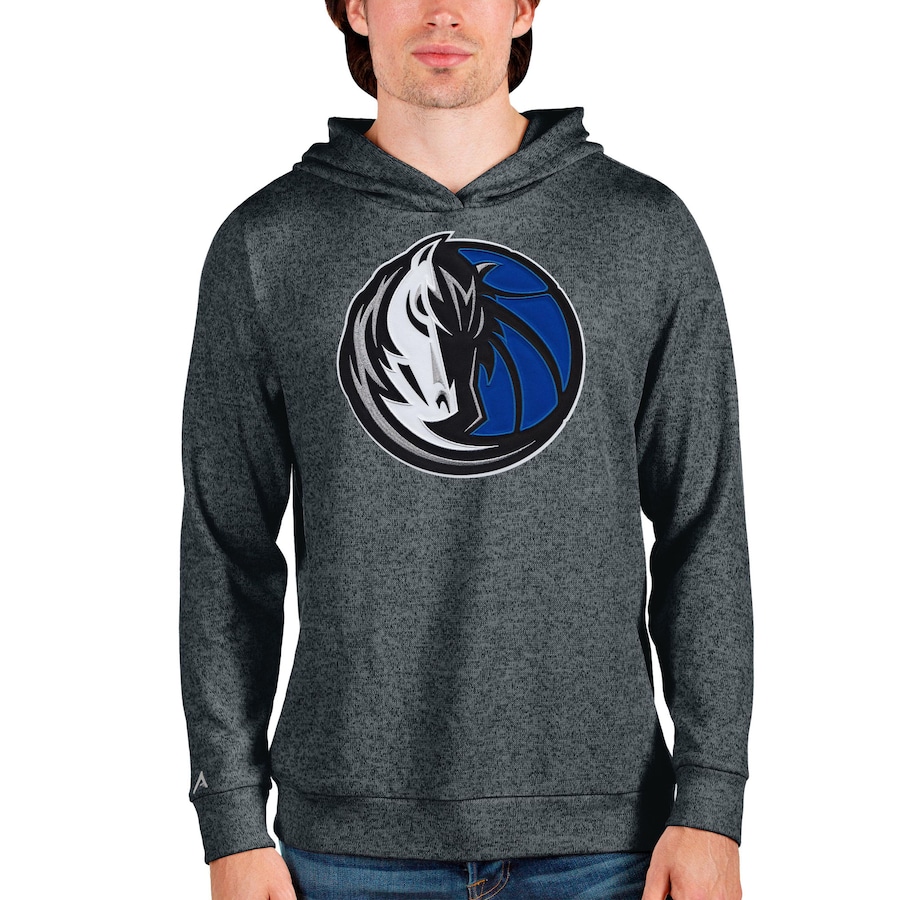 Men's Dallas Mavericks Antigua Charcoal Logo Absolute Pullover Hoodie Men's Dallas Mavericks Antigua Charcoal Logo Absolute Pullover Hoodie