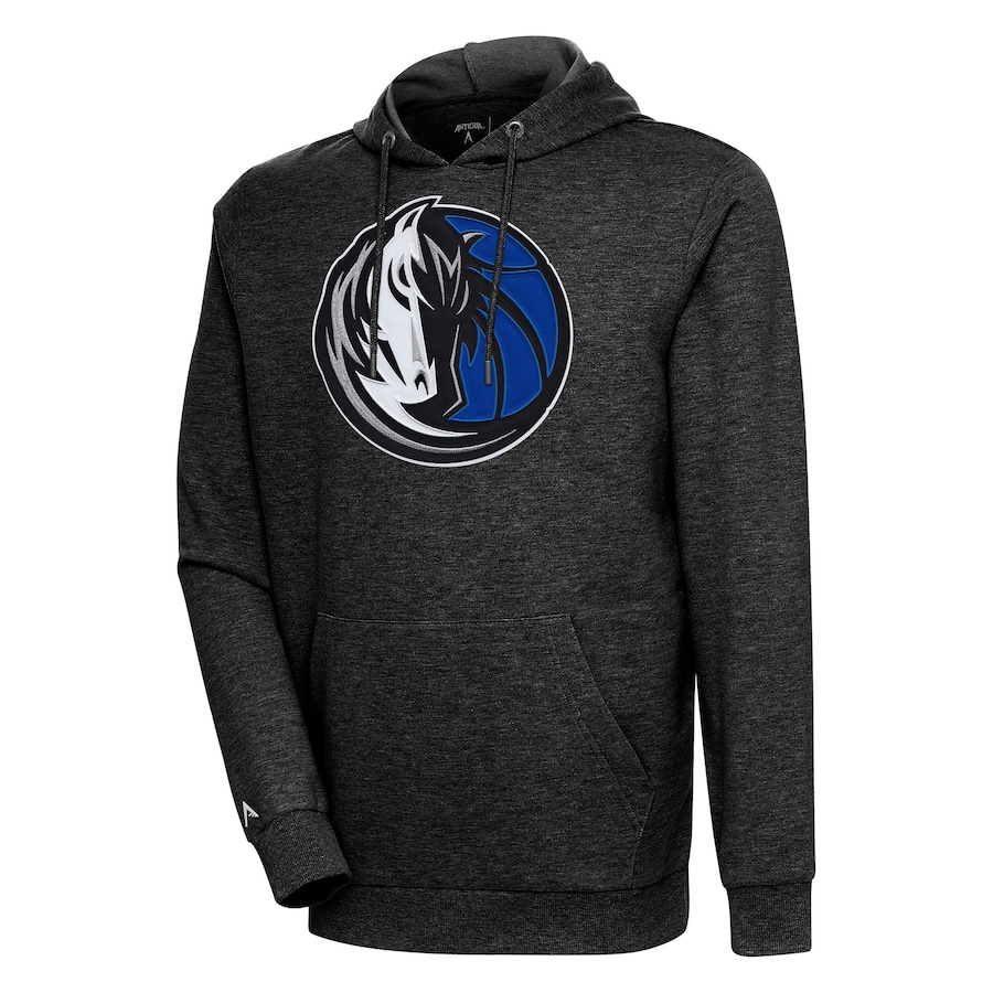 Men's Dallas Mavericks Antigua Heather Black Action Pullover Hoodie