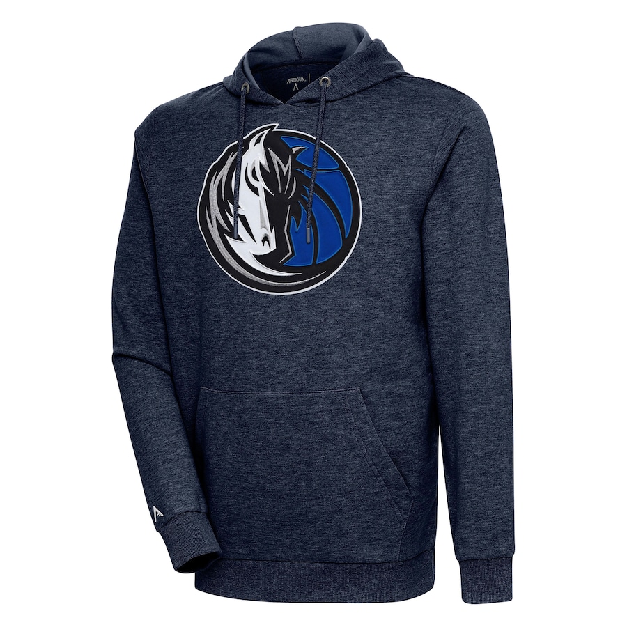 Men's Dallas Mavericks Antigua Heather Navy Action Pullover Hoodie Men's Dallas Mavericks Antigua Heather Navy Action Pullover Hoodie