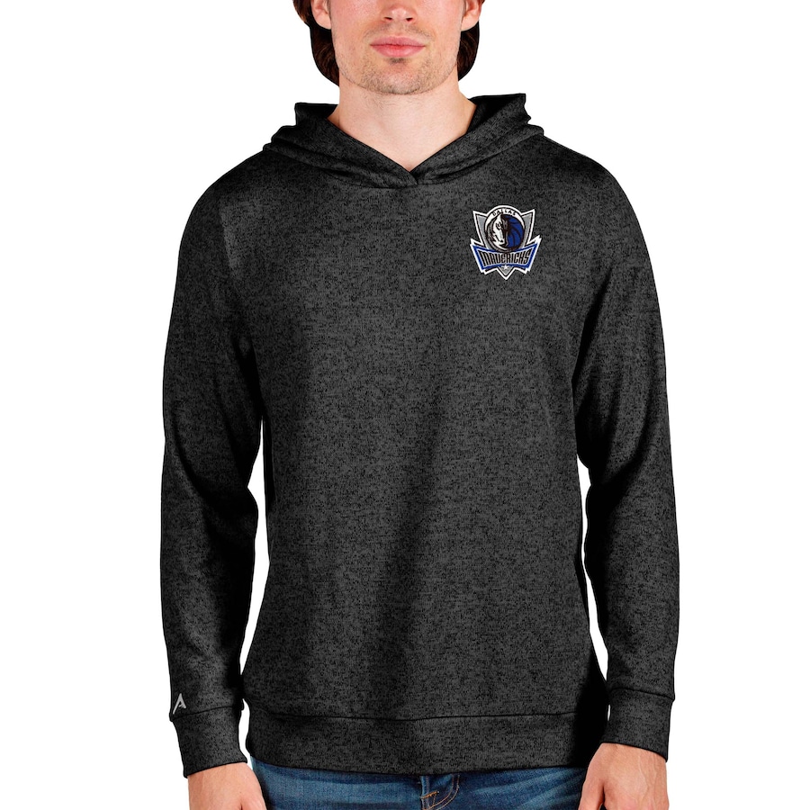 Men's Dallas Mavericks Antigua Heathered Black Absolute Pullover Hoodie Men's Dallas Mavericks Antigua Heathered Black Absolute Pullover Hoodie