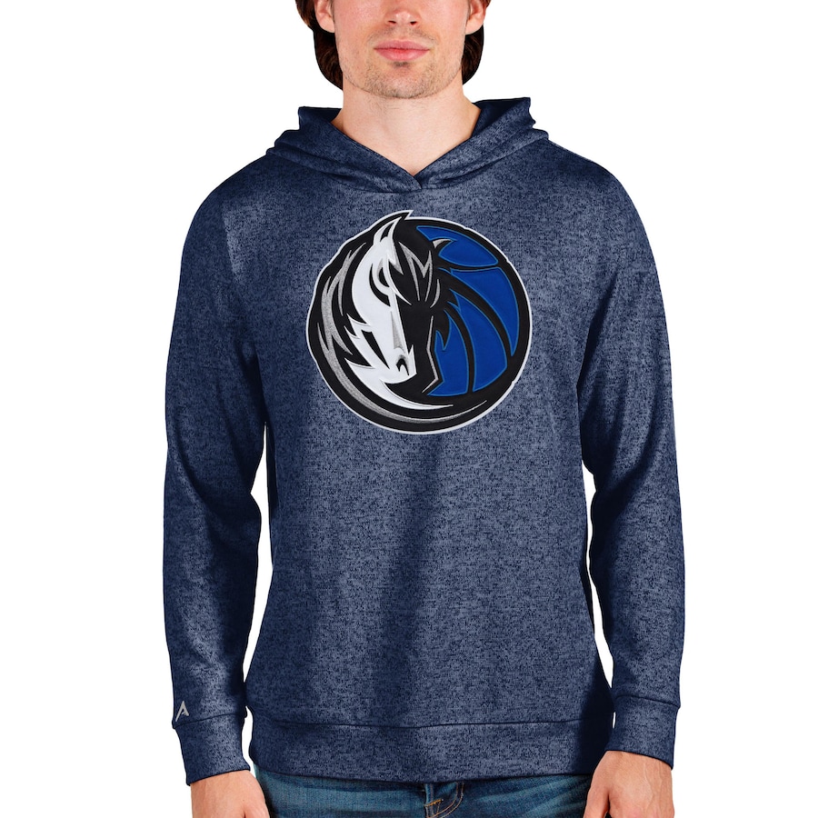 Men's Dallas Mavericks Antigua Navy Logo Absolute Pullover Hoodie Men's Dallas Mavericks Antigua Navy Logo Absolute Pullover Hoodie