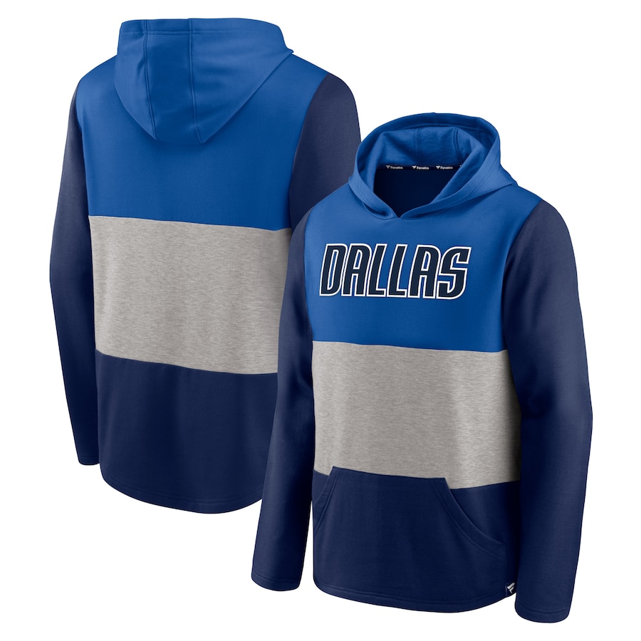 Men's Dallas Mavericks Blue/Navy Linear Logo Comfy Colorblock Tri-Blend Pullover Hoodie Men's Dallas Mavericks Blue/Navy Linear Logo Comfy Colorblock Tri-Blend Pullover Hoodie