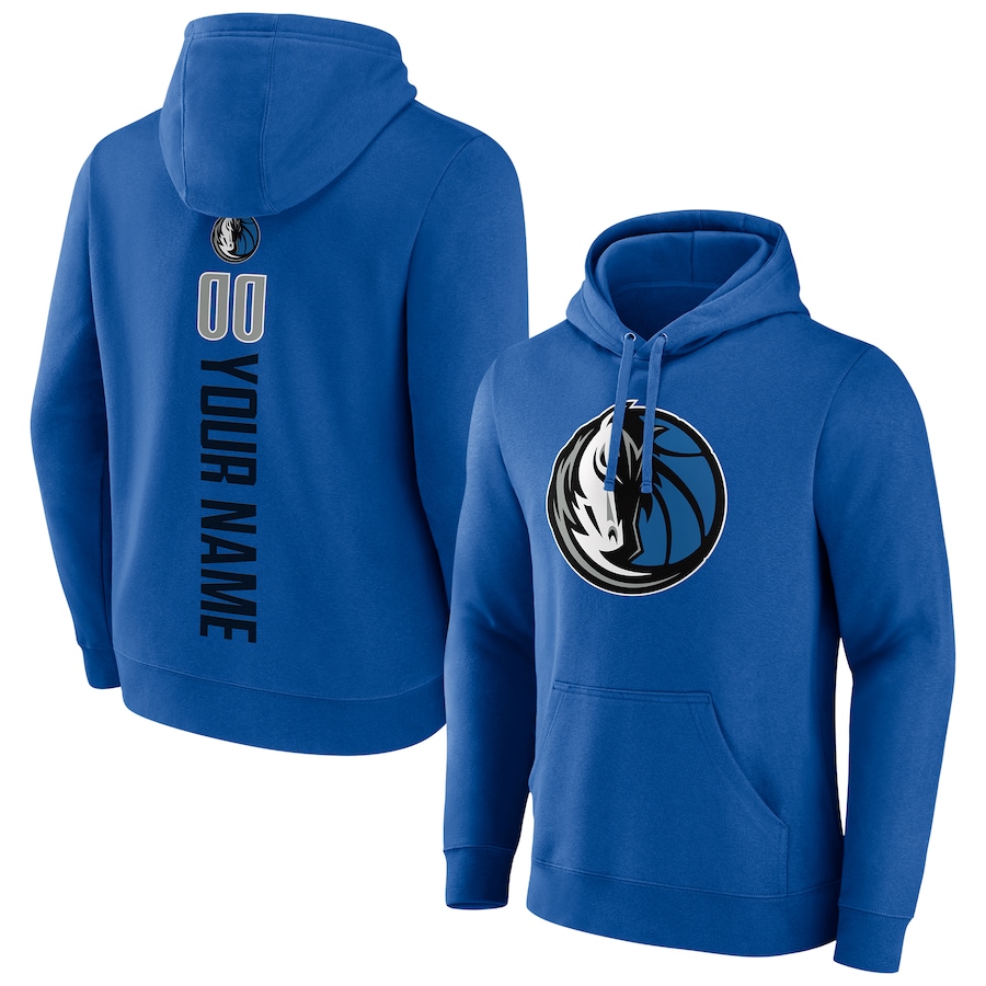 Men's Customize Dallas Mavericks Blue Playmaker Personalized Name & Number Pullover Hoodie