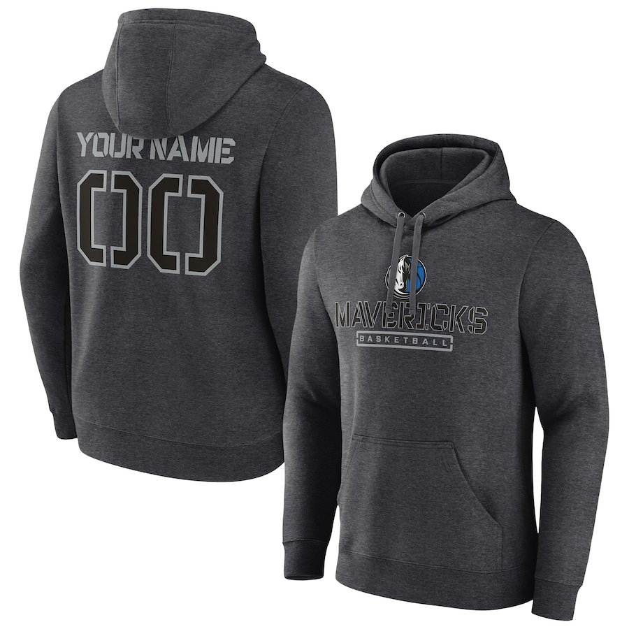Men's Customize Dallas Mavericks Charcoal Personalized Evanston Stencil Pullover Hoodie Men's Customize Dallas Mavericks Charcoal Personalized Evanston Stencil Pullover Hoodie