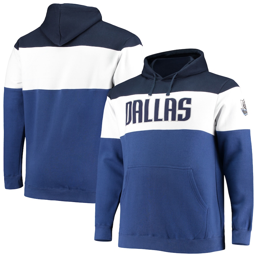 Men's Dallas Mavericks Navy/Blue Big & Tall Colorblock Wordmark Pullover Hoodie Men's Dallas Mavericks Navy/Blue Big & Tall Colorblock Wordmark Pullover Hoodie