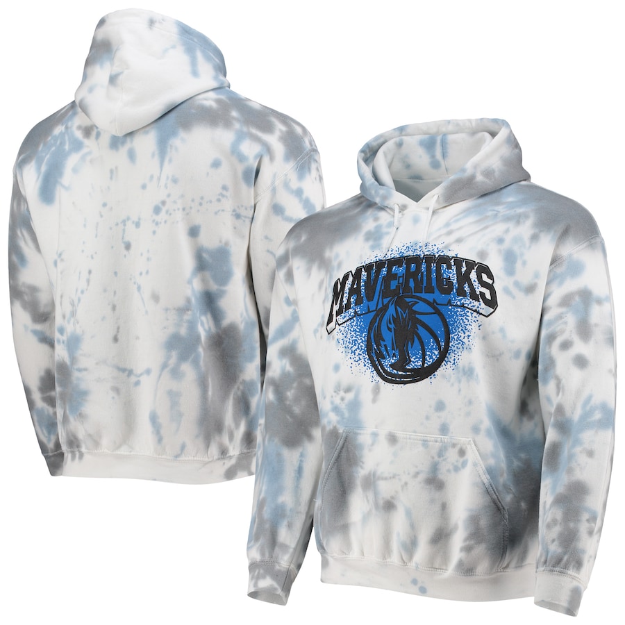 Men's Dallas Mavericks Junk Food White Tie-Dye Pullover Hoodie Men's Dallas Mavericks Junk Food White Tie-Dye Pullover Hoodie