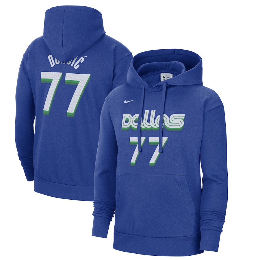 Men's Dallas Mavericks Luka Doncic NBA Blue 2022/23 City Edition Name & Number Pullover Hoodie