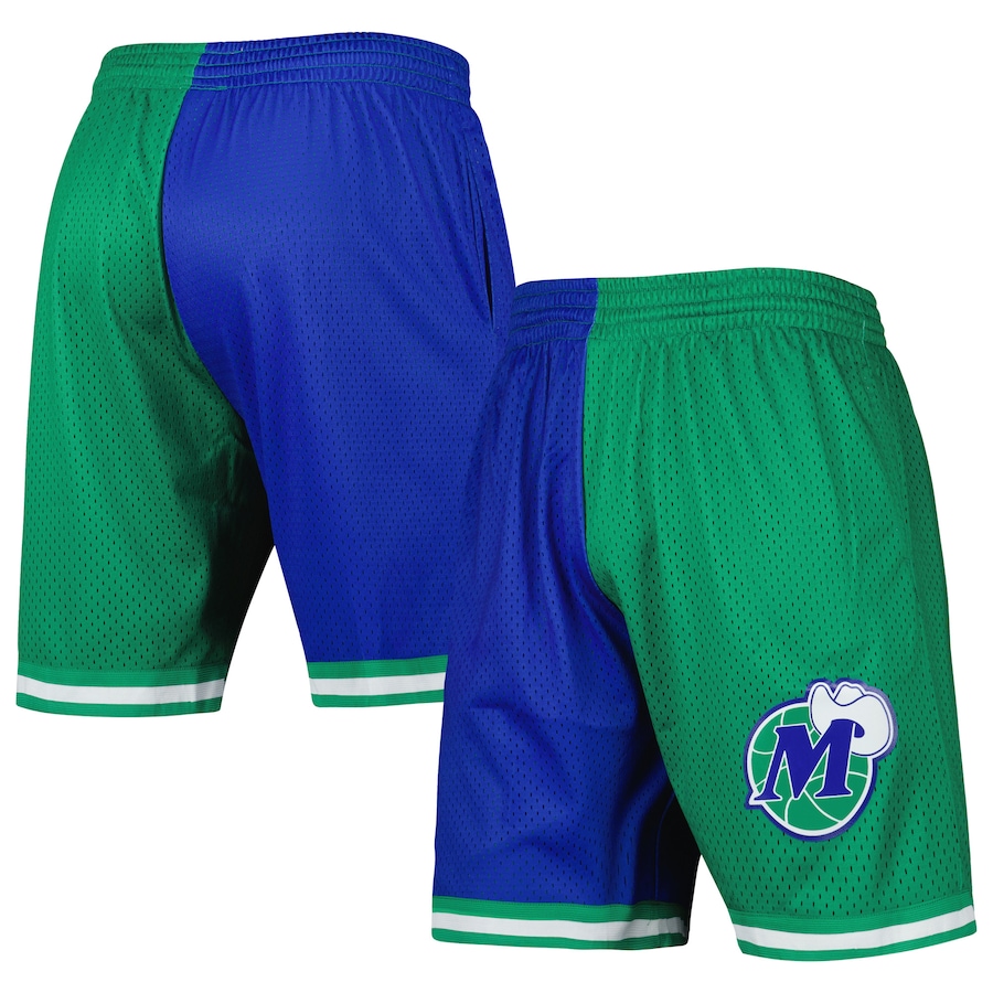 Men's Dallas Mavericks Mitchell & Ness Blue/Green Hardwood Classics 1998 Split Swingman Shorts Men's Dallas Mavericks Mitchell & Ness Blue/Green Hardwood Classics 1998 Split Swingman Shorts