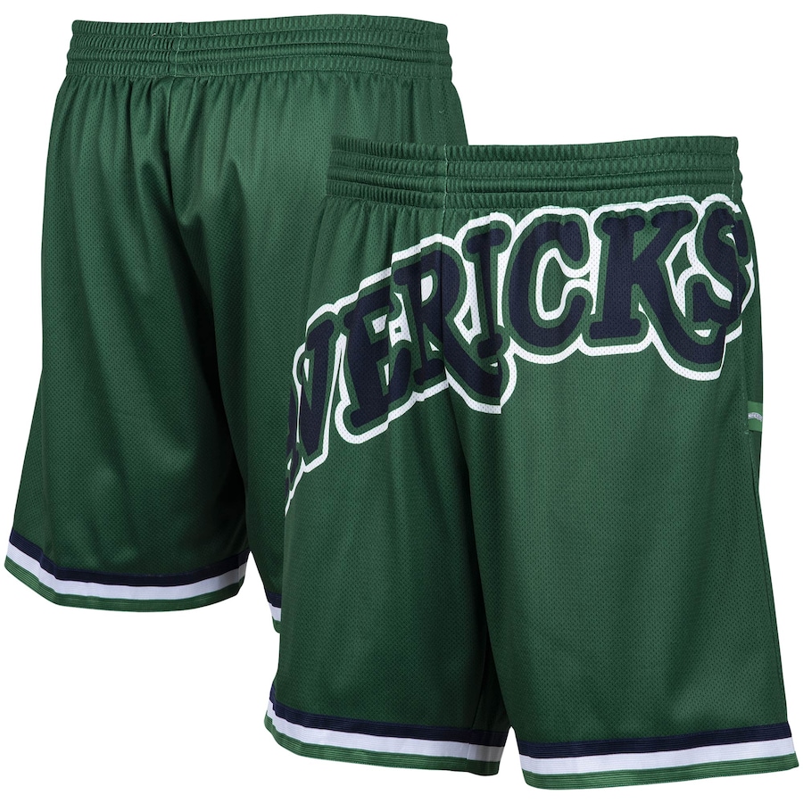 Men's Dallas Mavericks Mitchell & Ness Green Hardwood Classics Big Face 2.0 Shorts Men's Dallas Mavericks Mitchell & Ness Green Hardwood Classics Big Face 2.0 Shorts