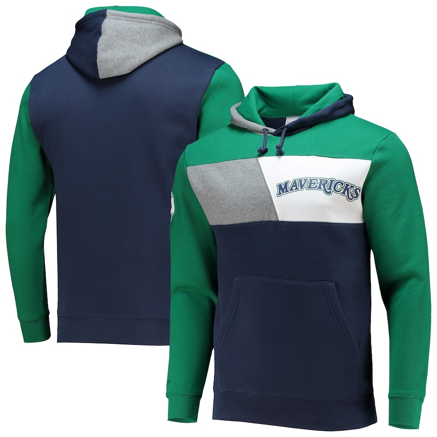 Men's Dallas Mavericks Mitchell & Ness Navy Hardwood Classics Colorblock Pullover Hoodie Men's Dallas Mavericks Mitchell & Ness Navy Hardwood Classics Colorblock Pullover Hoodie