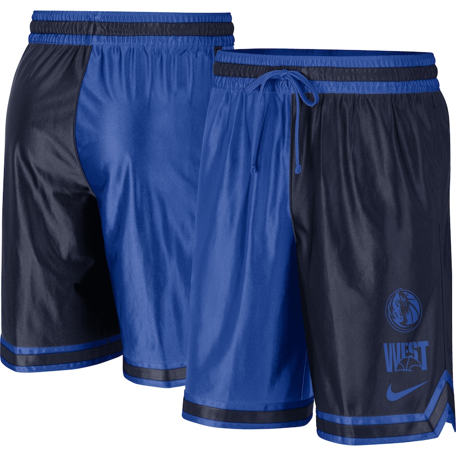 Men's Dallas Mavericks Navy/Blue Courtside Versus Force Split DNA Performance Shorts Men's Dallas Mavericks Navy/Blue Courtside Versus Force Split DNA Performance Shorts