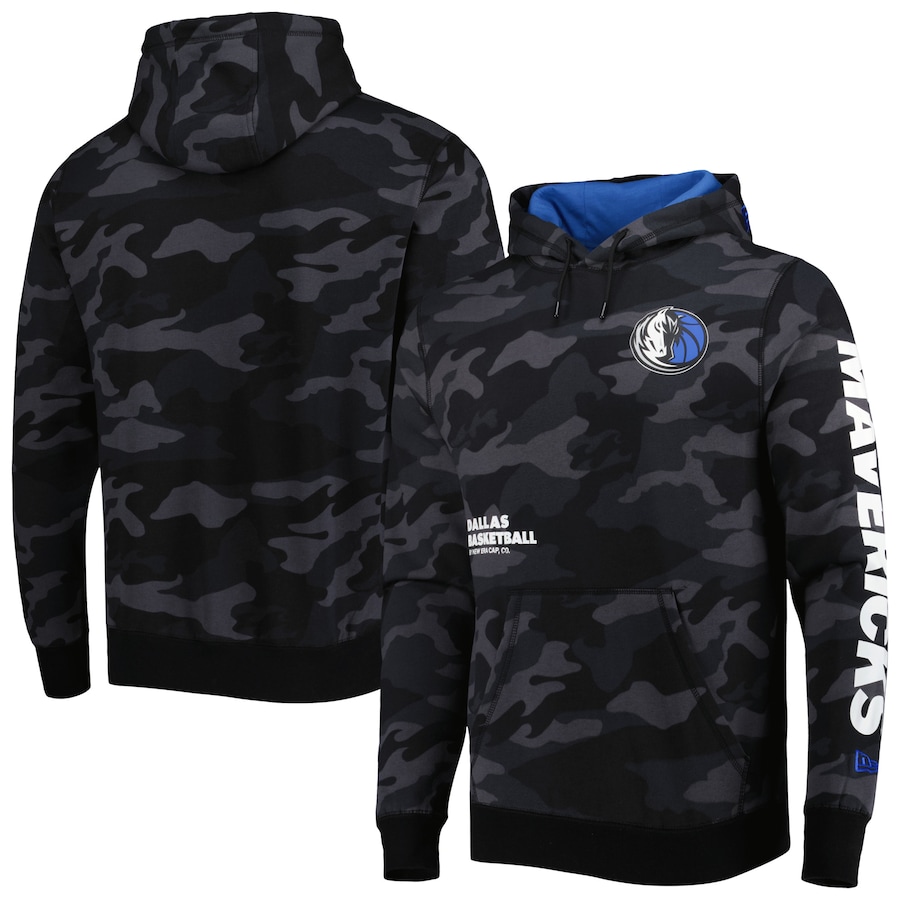 Men's Dallas Mavericks New Era Black/Camo Tonal Pullover Hoodie