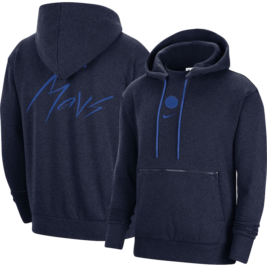Men's Dallas Mavericks NBA Heather Navy Courtside Versus Flight Pullover Hoodie Men's Dallas Mavericks NBA Heather Navy Courtside Versus Flight Pullover Hoodie