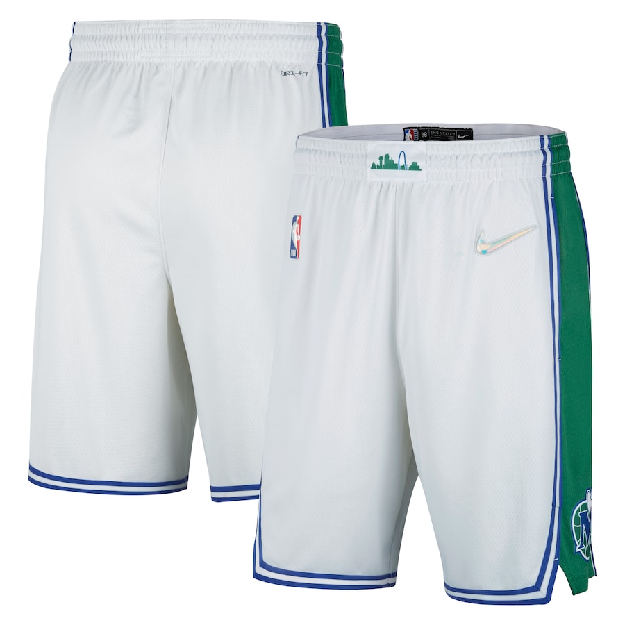 Men's Dallas Mavericks NBA White/Green 2021/22 City Edition Swingman Shorts