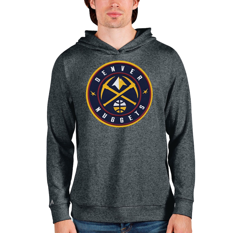 Men's Denver Nuggets Antigua Charcoal Logo Absolute Pullover Hoodie Men's Denver Nuggets Antigua Charcoal Logo Absolute Pullover Hoodie